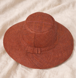 Flat Brim Raffia Sunhat in Saddle Brown Madagascan