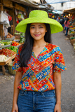 Raffia Curve Brim Hat Standard Brim in Apple Green Madagascan
