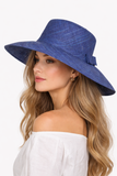 Flat Brim Raffia Sunhat in Blue Indigo Madagascan