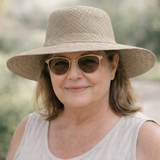 Flat Brim Raffia Sunhat in Oyster Grey Madagascan