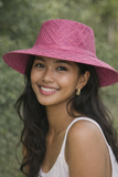 Flat Brim Raffia Sunhat in Mardi Gras Purple Madagascan