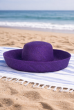 Raffia Curve Brim Hat Standard Brim in Dark Indigo Madagascan