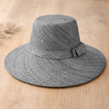 Flat Brim Raffia Sunhat in Anchor Grey Madagascan