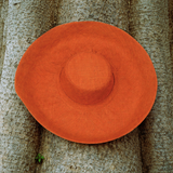 Raffia Curve Brim Hat Large Brim in Orange Madagascan
