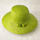 Flat Brim Raffia Sunhat in Lime Green Madagascar