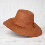 Flat Brim Raffia Sunhat in Sienna Brown Madagascan