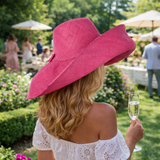 Raffia Curve Brim Hat Large Brim in Mulberry Madagascan