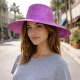 Flat Brim Raffia Sunhat in Amethyst Madagascan