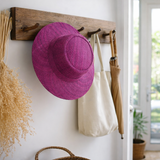 Flat Brim Raffia Sunhat in Purple Madagascan