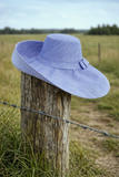 Raffia Curve Brim Hat Large Brim in Light Cornflower Blue Madagascan