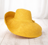 Raffia Curve Brim Hat Large Brim in Crayon Yellow Madagascan