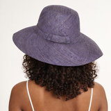 Flat Brim Raffia Sunhat in Cornflower Blue Madagascan