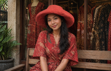Raffia Curve Brim Hat Standard Brim in Rust Madagascan