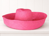 Raffia Curve Brim Hat Large Brim in Rose Pink Madagascan