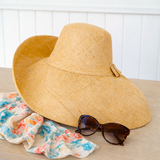 Raffia Curve Brim Hat Large Brim in Sand Madagascan