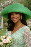 Raffia Curve Brim Hat Standard Brim in Emerald Green Madagascan