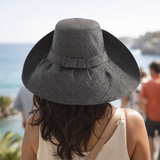 Raffia Curve Brim Hat Standard Brim in Black Madagascan