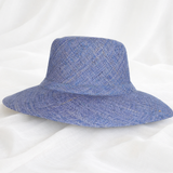 Flat Brim Raffia Sunhat in Light Cornflower Blue Madagascan
