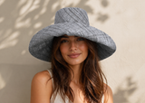 Raffia Curve Brim Hat Standard Brim in Pewter Grey Madagascan