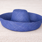 Raffia Curve Brim Hat Large Brim in Denim Blue Madagascan