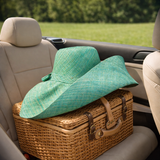 Raffia Curve Brim Hat Large Brim in Tiffany Blue Madagascan