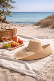 Raffia Curve Brim Hat Large Brim in Natural Madagascan