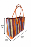 Raffia Striped Handbag Large in Candy Cane Madagascan