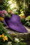 Raffia Curve Brim Hat Large Brim in Dark Indigo Madagascan