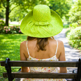 Raffia Curve Brim Hat Standard Brim in Lime Green Madagascan