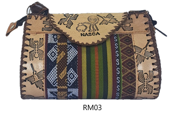 LEATHER & AGUAYO BLANKET HANDBAG MEDIUM Peruvian