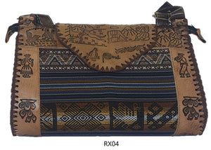 LEATHER & AGUAYO BLANKET HANDBAG XLARGE Peruvian