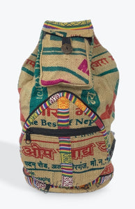 Recycled Jute and Gheri Cotton Magic Backpack Nepalese