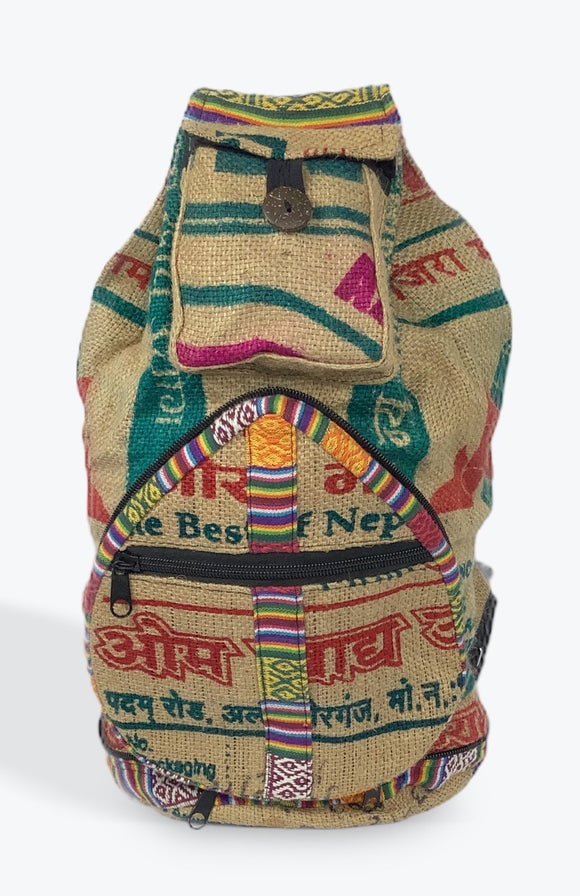 RECYCLED JUTE AND GHERI COTTON MAGIC BACKPACK Nepalese